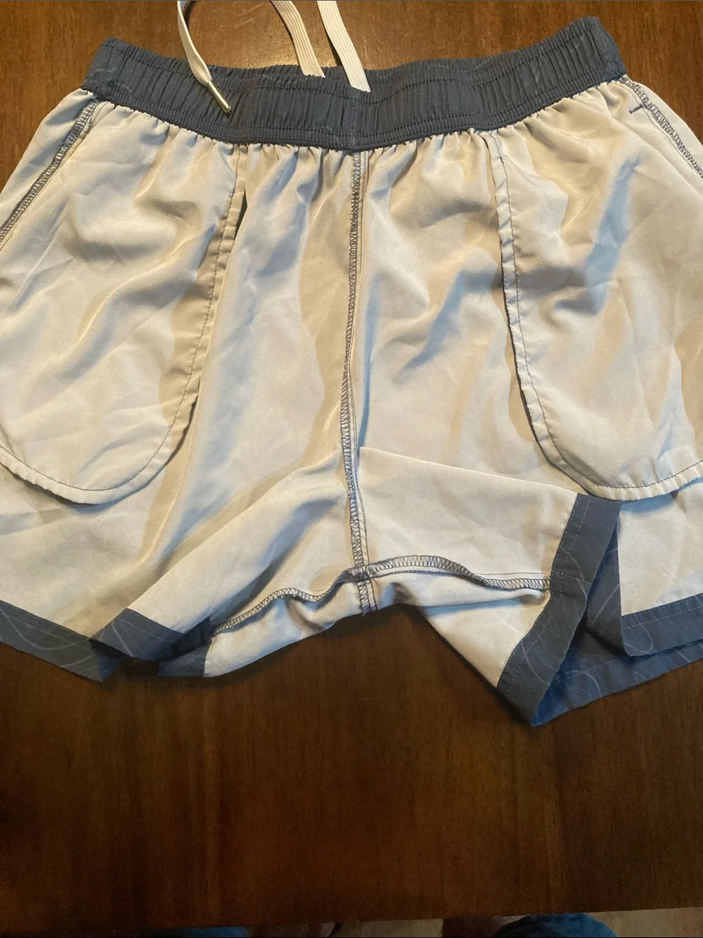 Cove Blue Swim Trunks with White Drawstring
